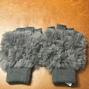 Grey Faux Fur Gloves